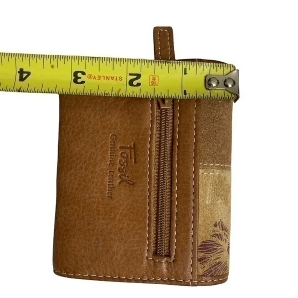 Fossil brown leather patchwork wallet